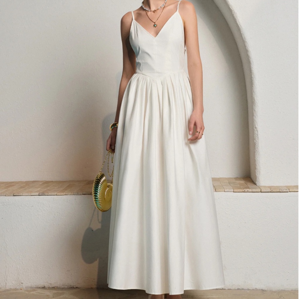 Commense Backless Spaghetti Strap Pleated Dress Size Small